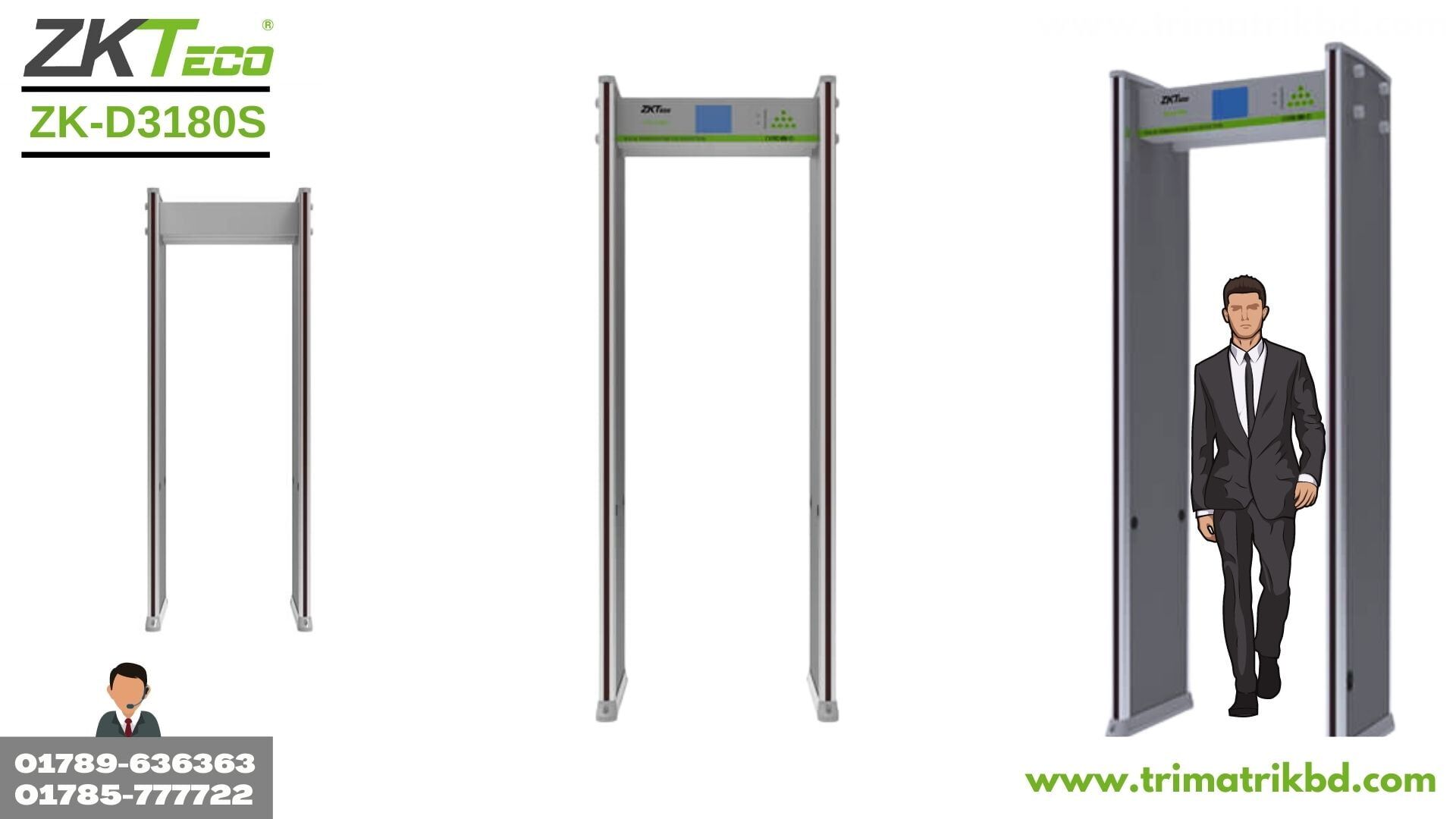 ZKTeco ZK-D3180 18 detection Zones Walk Through Metal Detector 4 ZKTEco ZK-D3180S Supplier in Bangladesh is TRIMATRIK MULTIMEDIA