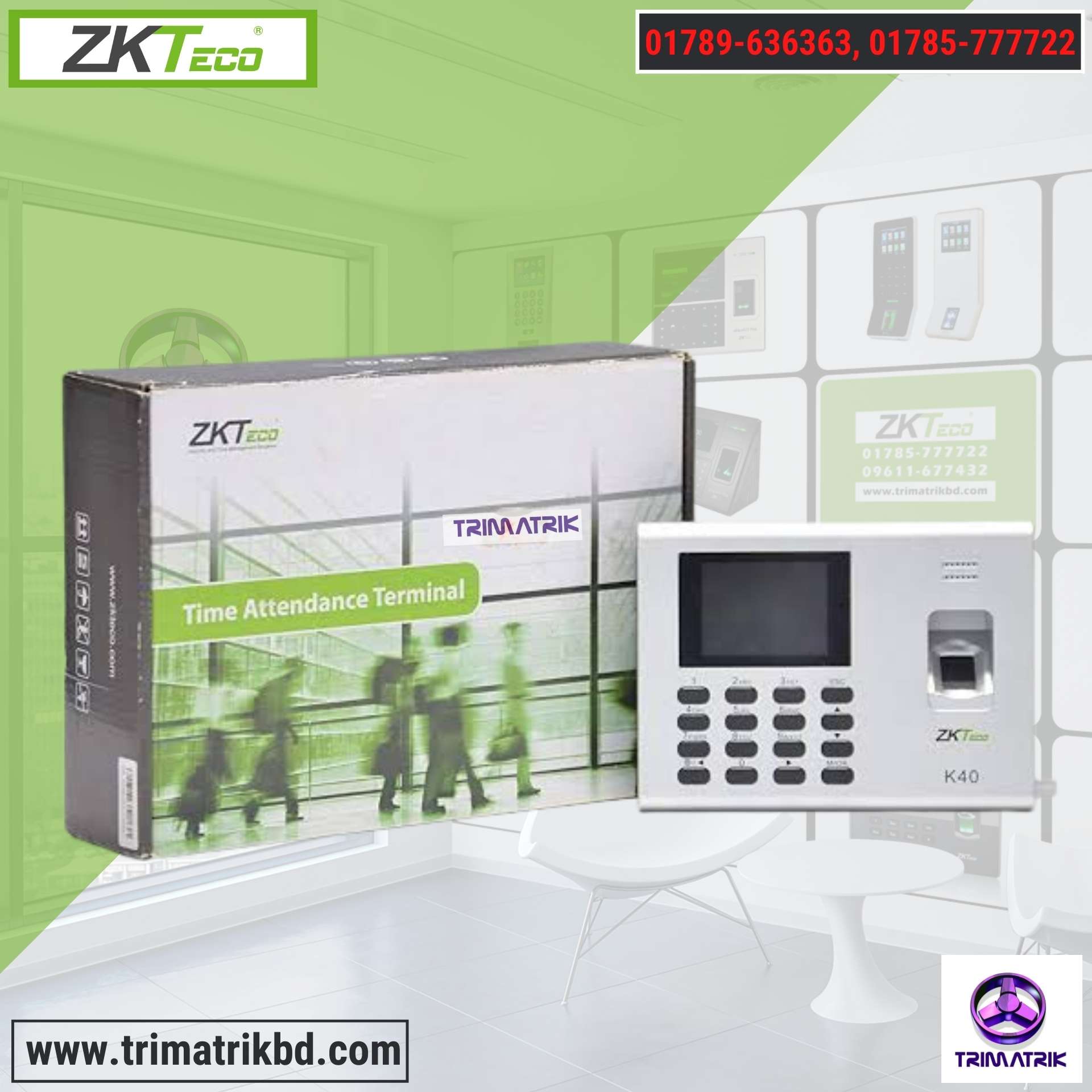 ZKTECO K40 FINGERPRINT AND TIME ATTENDANCE TERMINAL 2 Zkteco k40 price in bd